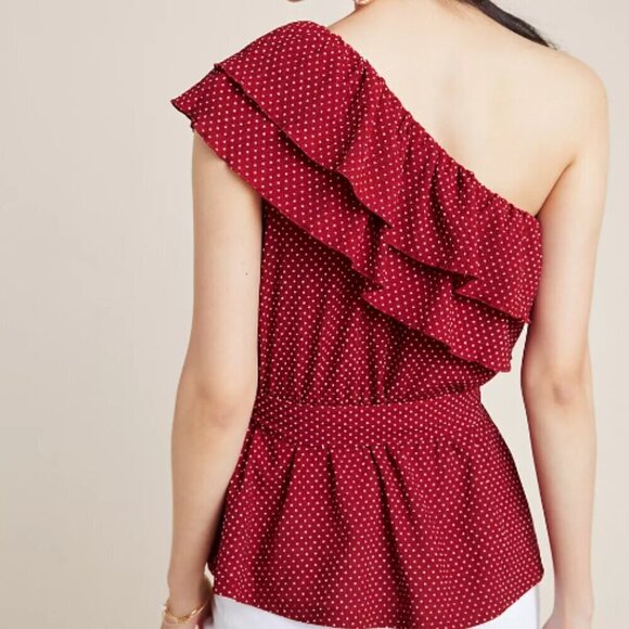 MAEVE | Anthropologie Rita Ruffled One-Shoulder Top Asymmetrical Blouse | Sz. S - Picture 3 of 8